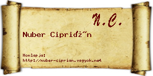 Nuber Ciprián névjegykártya